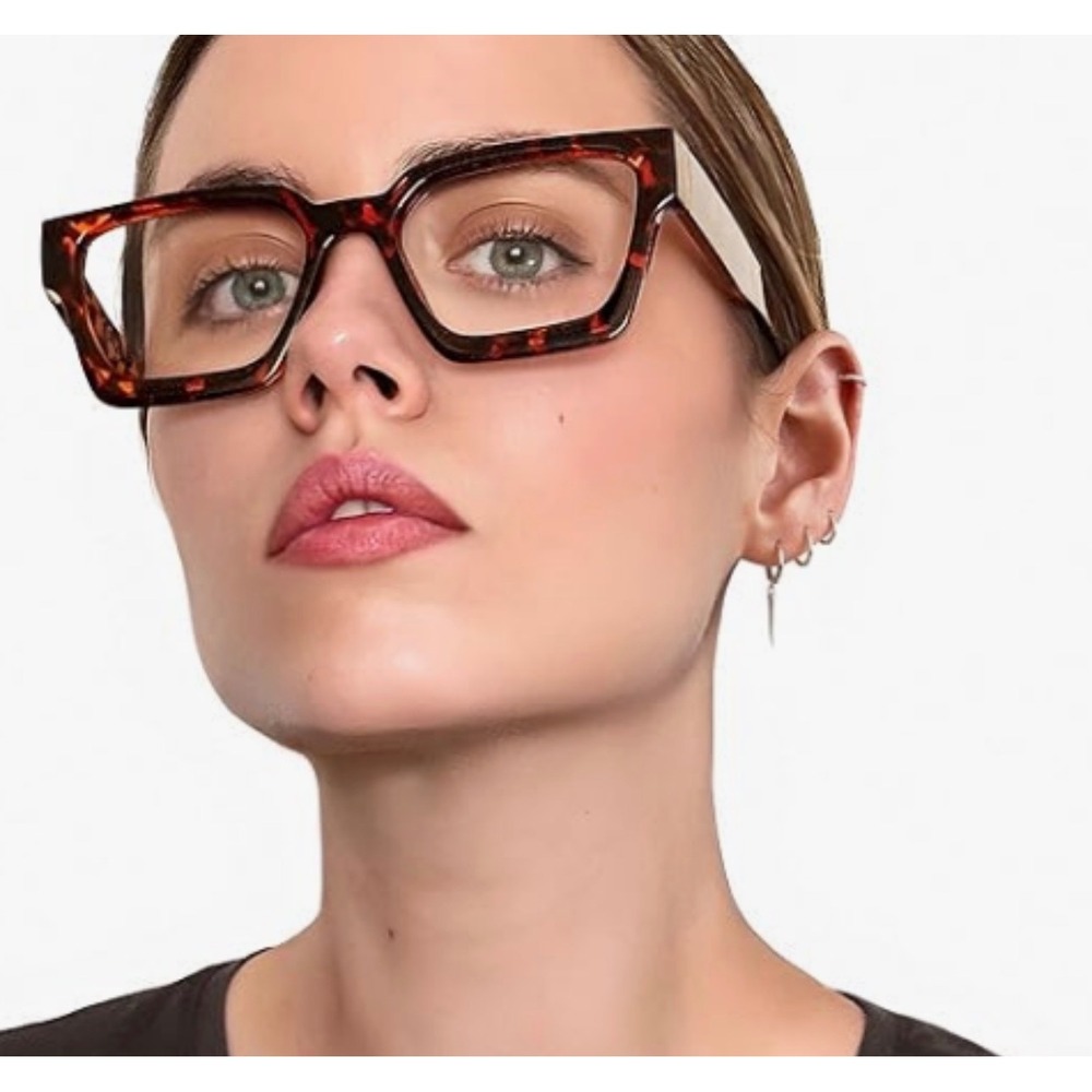 Livho Oversized Blue Light Blocking Glasses Tortoise Rectangle Fashion Frames
